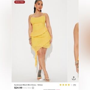 Yellow Ruffle Mini Dress